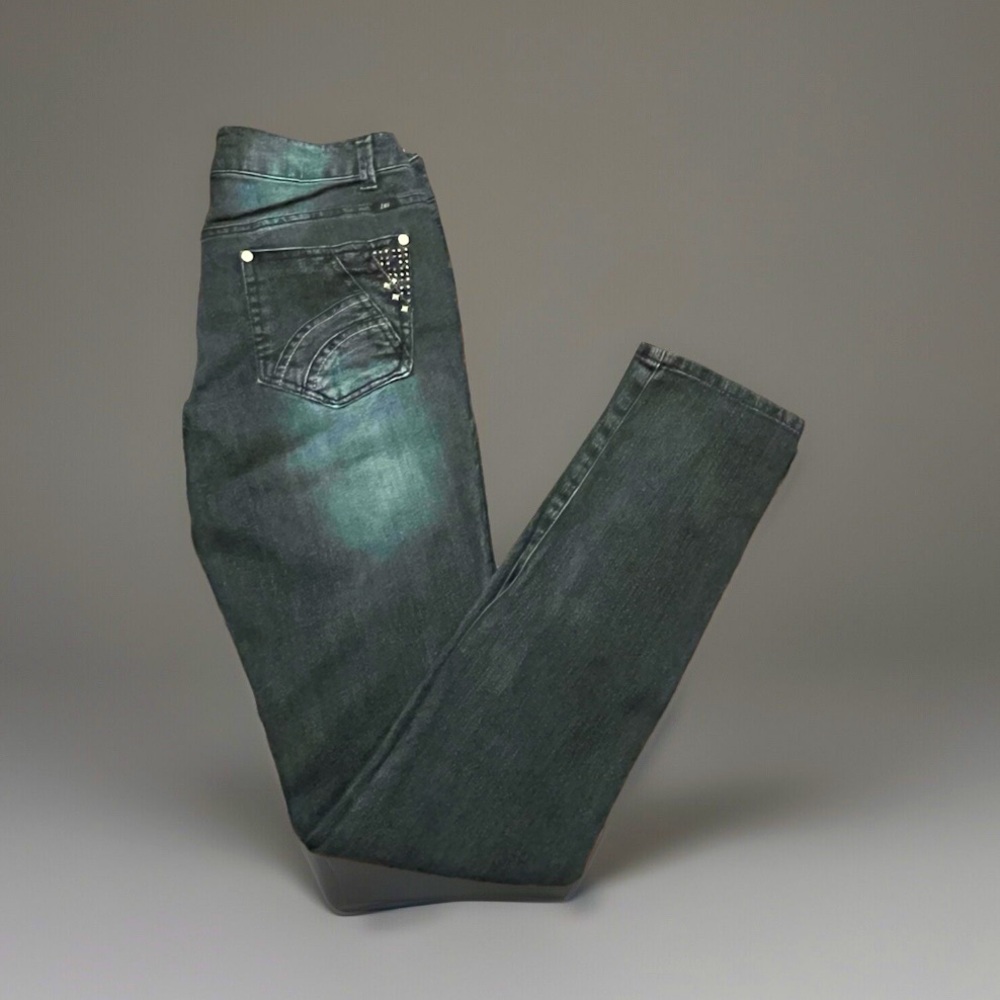 LEI Distressed Bootleg Skinny Denim Studs Design W/Blue Jeans Sz 5 Regular - Picture 7 of 7